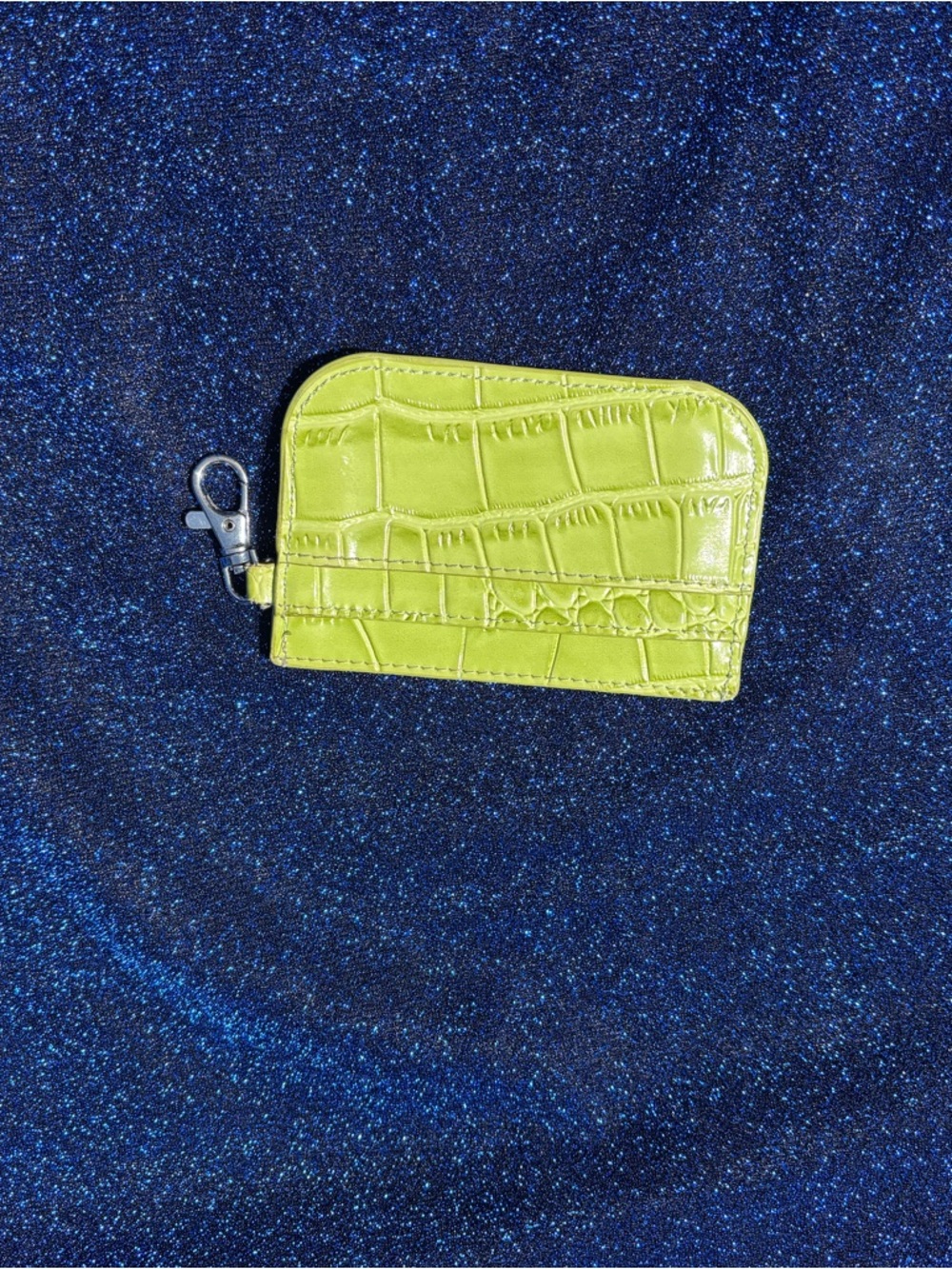 Urban Outfitters Lime Green Croc-Embossed Key & Card Holder